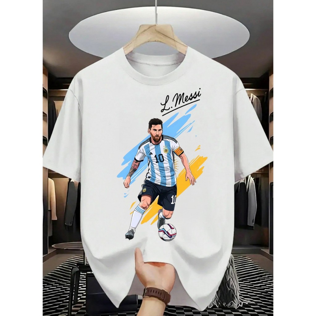 Camiseta Masculina Lionel Messi Lançamento Camiseta 100% Algodão Camisetão Solta Plus Size Camiseta - Spyke Shop