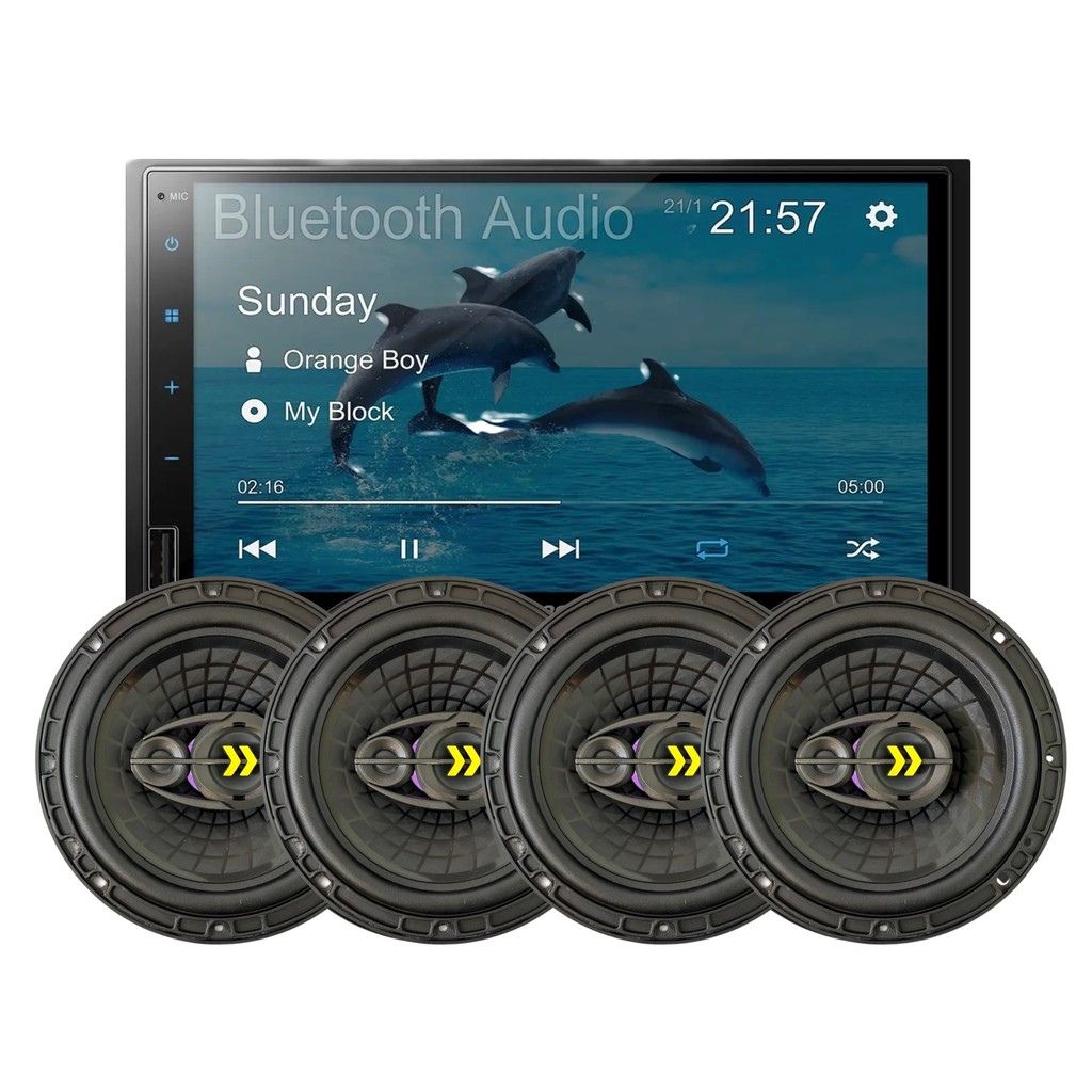 Central Multimidia Pioneer Golfinho Dmh 145BR C/ 4 Alto Falantes Bravox Revo6