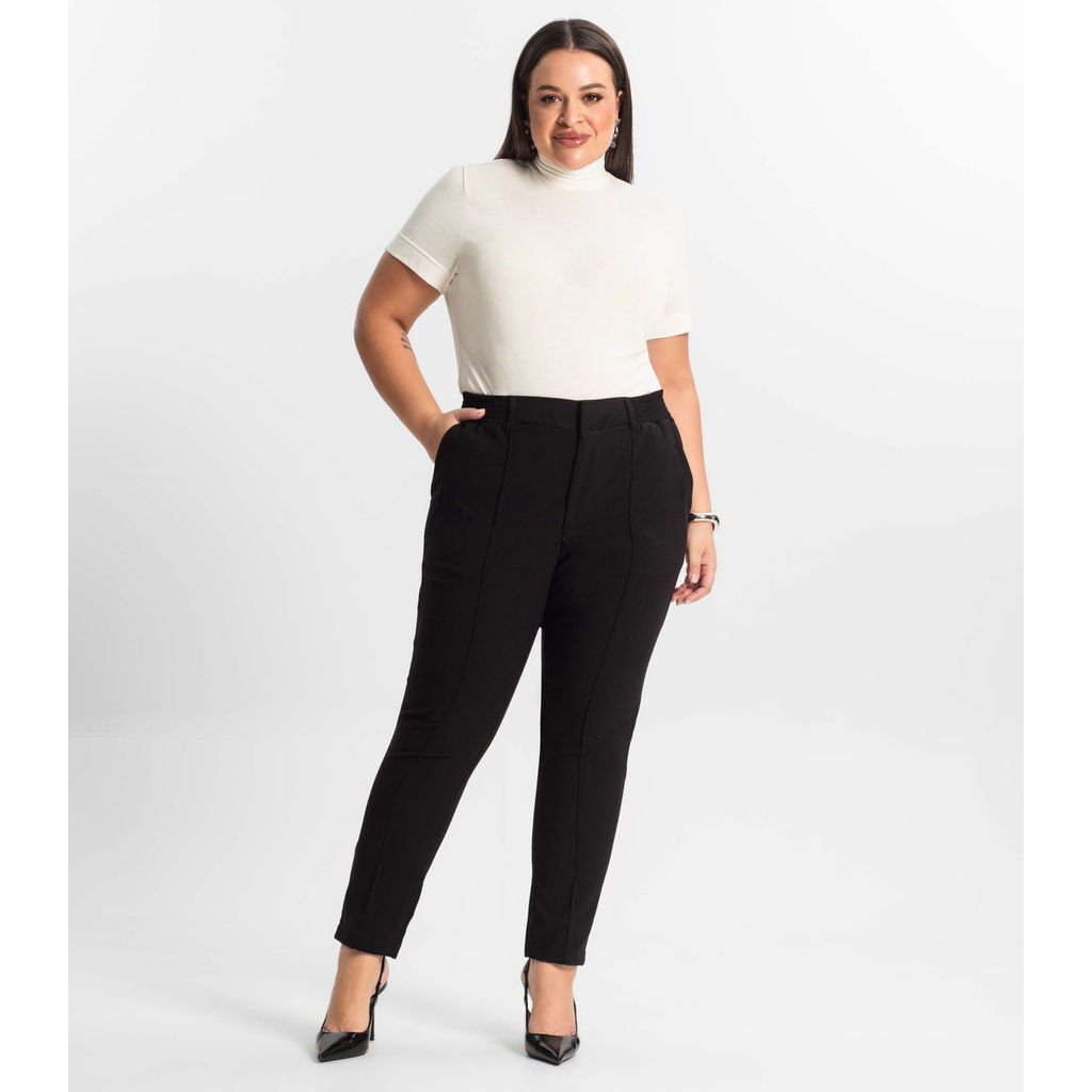 Calça Alfaiataria Plus Size Secret Glam Preto em Oferta na Shopee