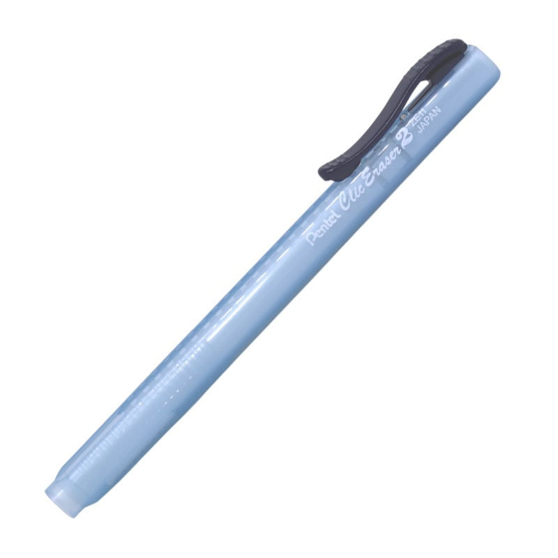 Caneta borracha Clic Eraser Transparente Azul ZE11T-C Pentel em Oferta na Shopee
