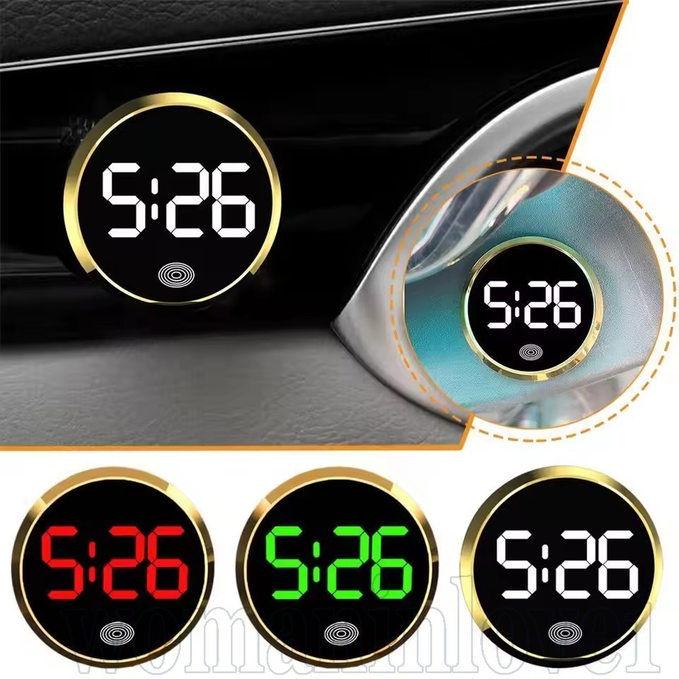 Mini Relógio Luminoso Para Carro-Relógios De Quartzo Mecânico-Interno Automóveis Digital Com Ornamento Automático De Ilu