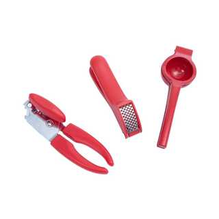 Kit Abridor de Lata Espremedor Alho E Limão Vermelho – Oikos
