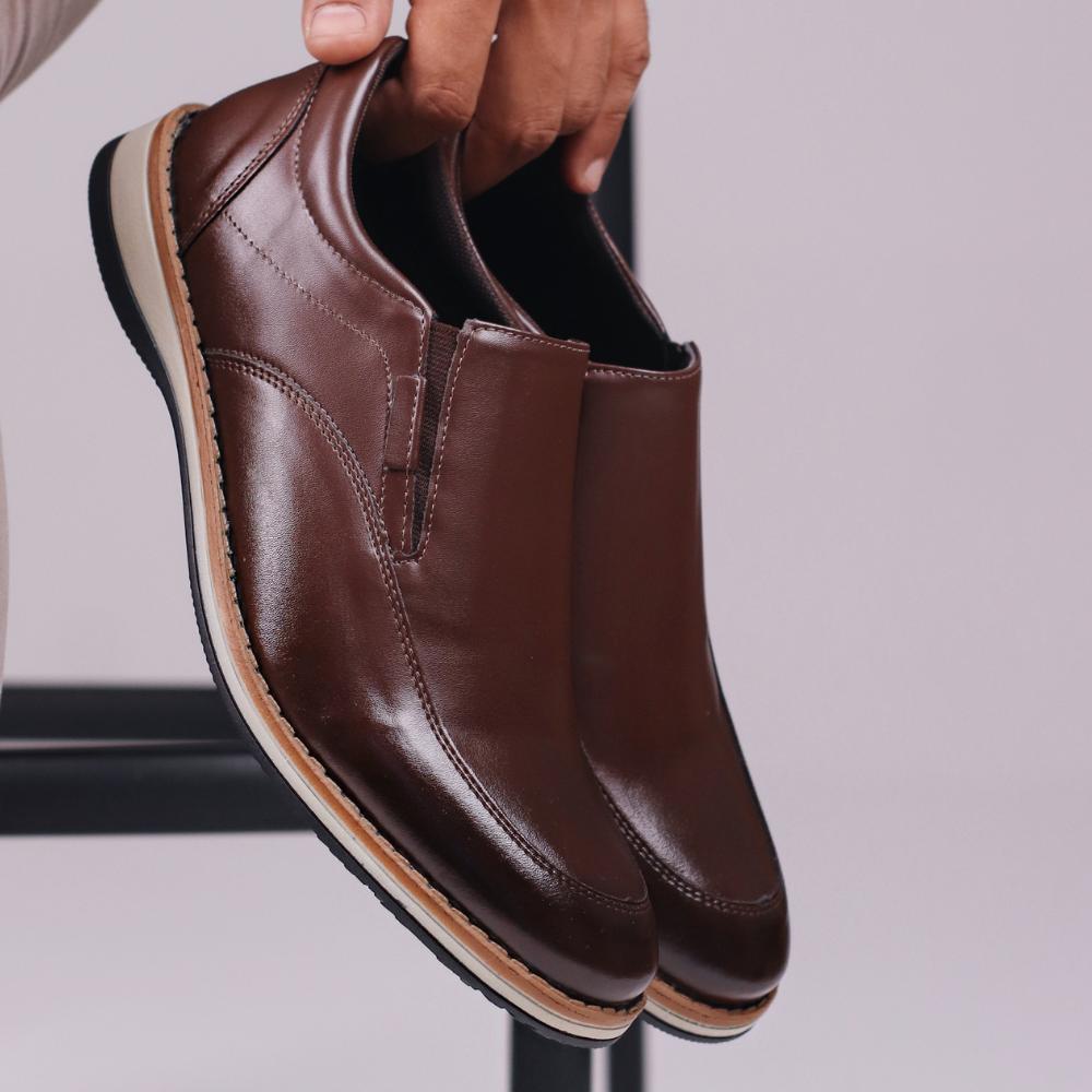 Sapato Masculino Social Sem Cadarço Confortável Couro Sintético Elegante Para Igreja Culto Trabalho Casual