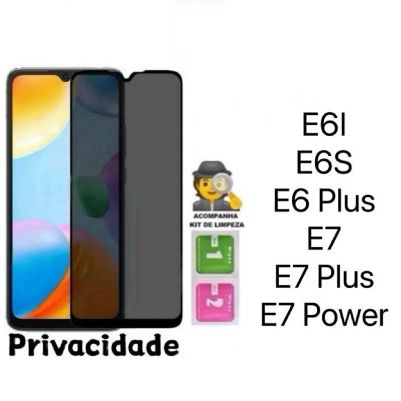 Película de vidro 3D Privacidade Anti Spy Para Motorola E6I E6S E6 Plus E7 E7 Plus E7 Power