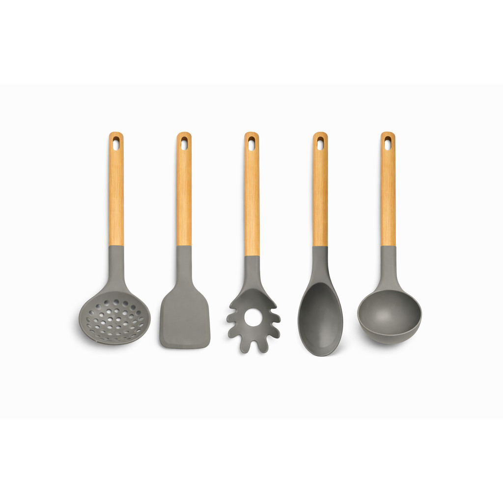 Kit Utensílios de Cozinha Silicone Cabo Bambu Gourmet - Mek