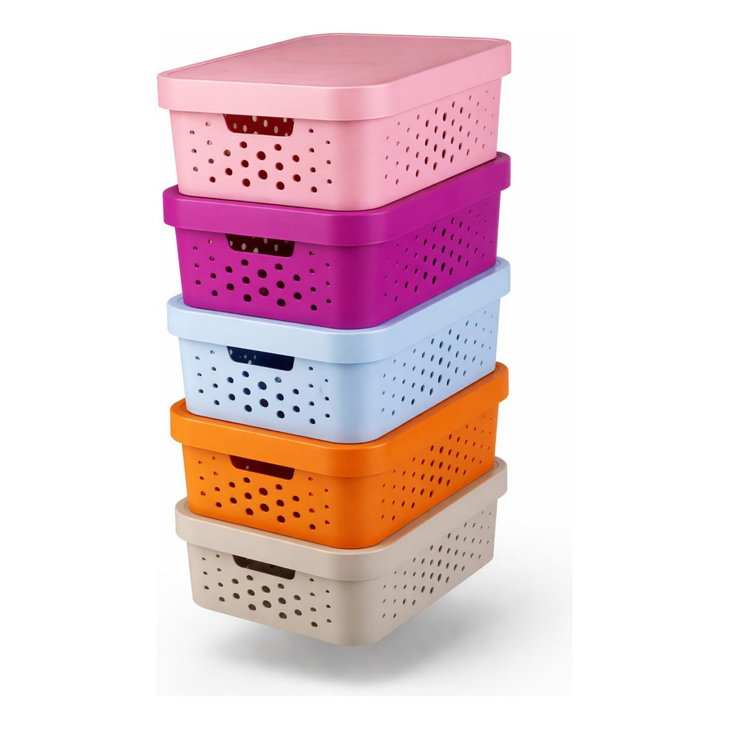 Caixa Organizadora Multiuso Com Tampa 11 Litros Plástico Resistente Ideal Para Casa Escritório Cozinha Quarto Banheiro