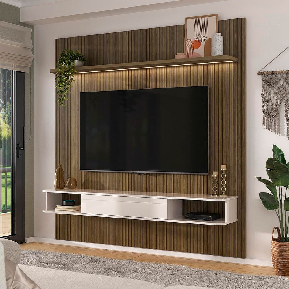Painel Belluno para TV de até 75 Polegadas com 1 Prateleira e 2 Nichos Artely