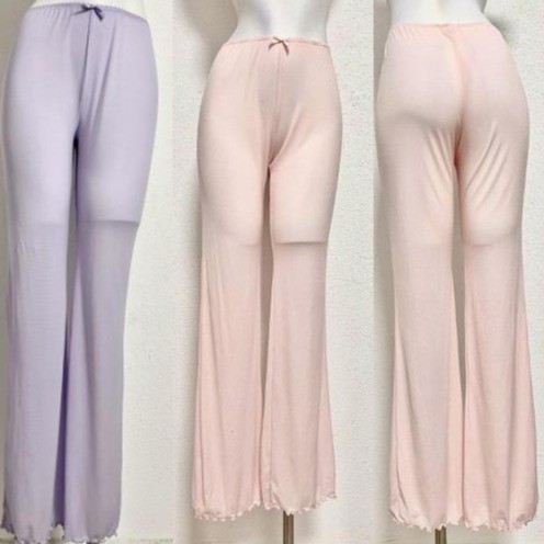 Imagem Solto macio confortável All-Match Loungewear calças de perna larga 2025 verão novo estilo fino cintura elástica calças d