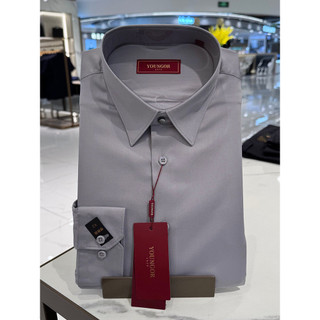[2 cores] Camisa masculina de manga comprida Yagoer cor lisa TR Modal macia e justa150675DJC