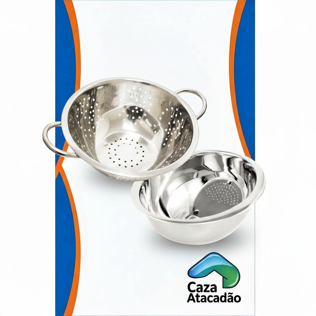Escorredor de Massa + Lava Arroz Inox lindas peças para a sua cozinha e presente