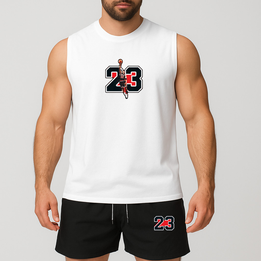 conjunto regata oversized e short de tactel de academia másculino estampada 23 jogador de basquete Camisa