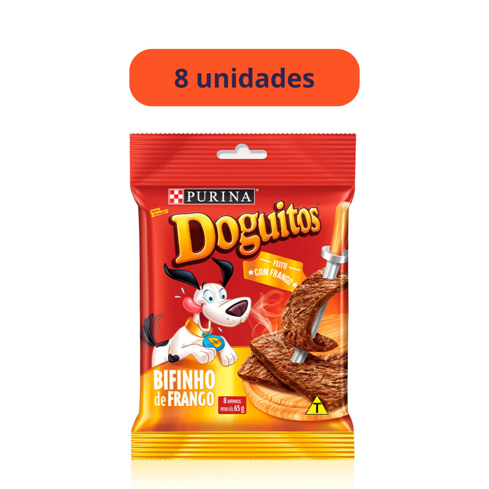 Petisco Doguitos Bifinho de Frango Cães Adultos e Filhotes 65g - 8 Unid.