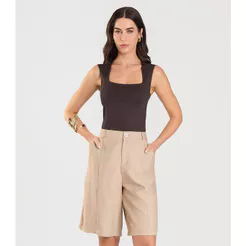 Blusa Feminina Com Decote Quadrado Dianna Marrom