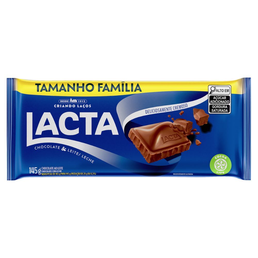 Chocolate Lacta ao Leite 145g Tamanho Família em Oferta na Shopee