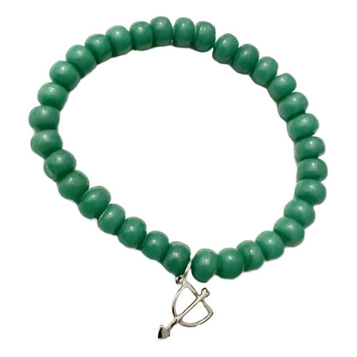 Pulseira Oxóssi Verde Com Pingente Umbanda E Candomblé Verde 0.8 Cm 8 Mm