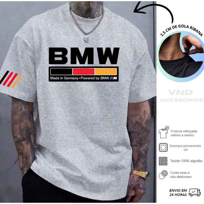 Camiseta Masculina BM.Germany Malha 100% Algodão Premium Camisa Envio Imediato Alemanha Carros Natal