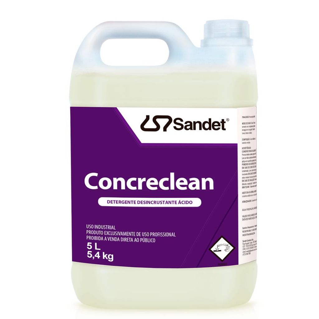 Detergente Desincrustante Concreclean 5l Sandet Caminhão Piso e Obra