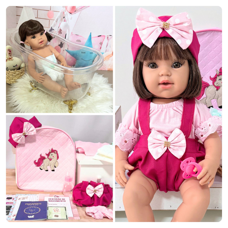 Boneca Bebê Reborn Silicone Menina Realista Pode Tomar Banho com Acessórios Barata