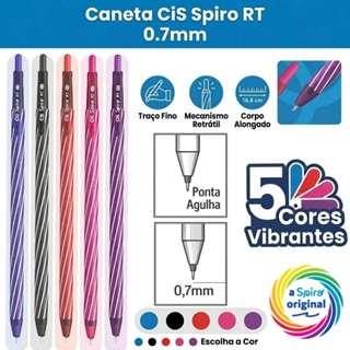 Caneta Retrátil Esferográfica CiS Spiro RT 0.7mm Traço Fino Escrita Suave em Oferta na Shopee
