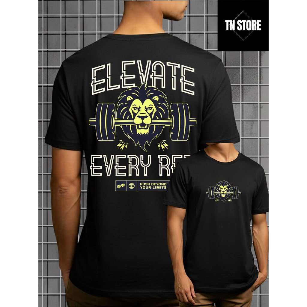 Camiseta Elevate Every Rep Fitness Academia Camisa Blusa Unissex Masculino Feminino 100% Algodão Preto Branco Plus Size