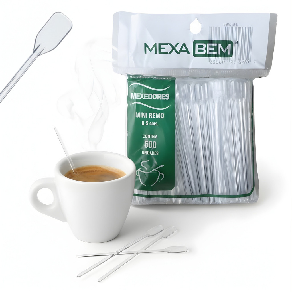 Mexedor Descartável Café Palheta 8,5cm Kit 500 ~ 2000 Unidades Pazinha