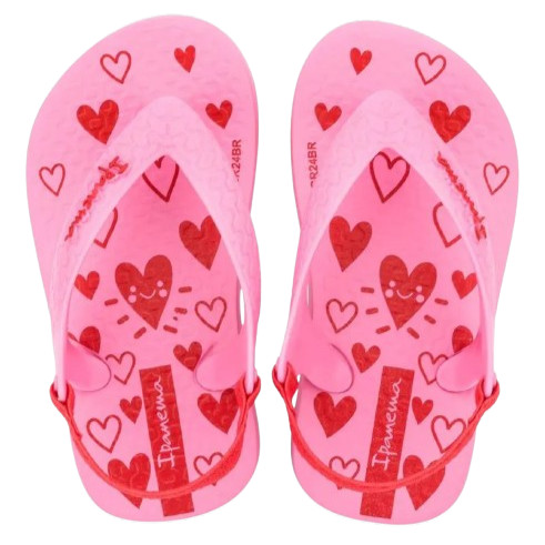 Chinelo Ipanema Classic Baby Tira Elástica Detalhe Coração Prende No Calcanhar Creche Casual 27011