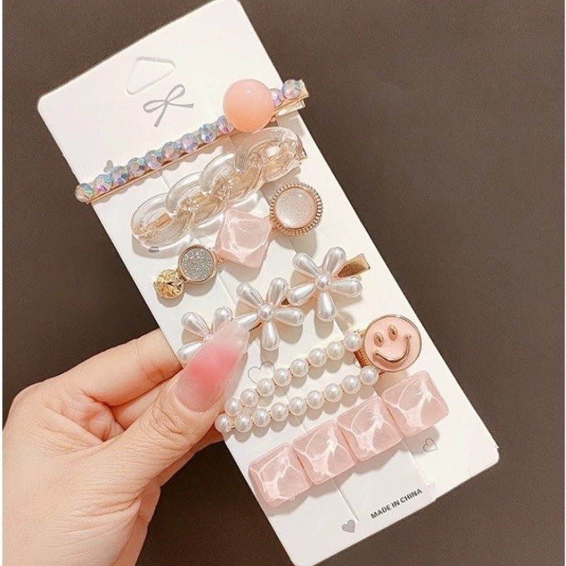 Kit 8/16/24 Presilhas Cabelo Infantil Mármore Flor Coração Feminina Acessório Cabelo