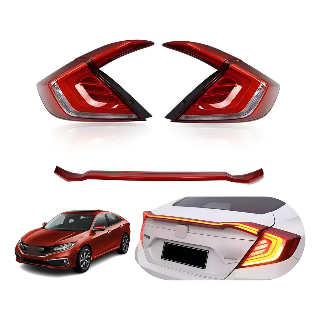 Kit Lanterna E Aerofólio Full Led Civic G10 2017 2021 Red