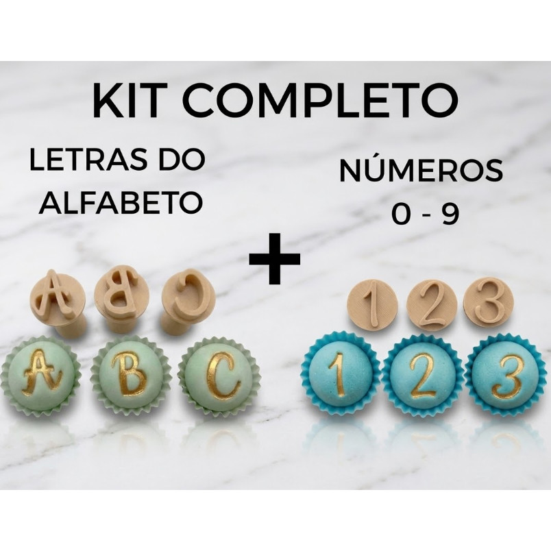 Alfabeto Completo + Números 0 - 9 Carimbo Para Brigadeiro e doces