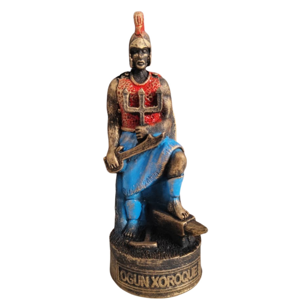 Escultura Ogum Xoroque Vintage 12cm em Resina