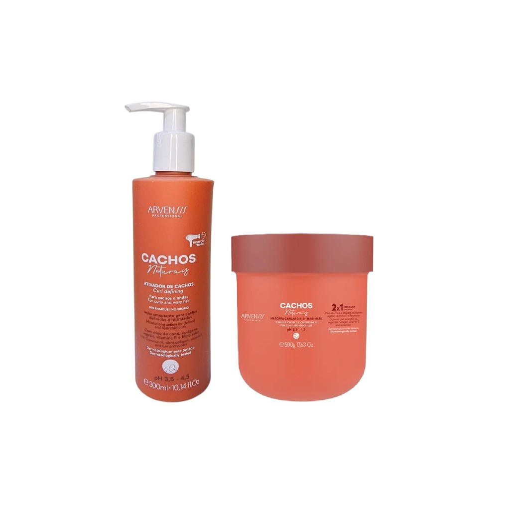 Kit Arvensis Cachos Naturais - Ativador de Cachos 300ml + Máscara Capilar 2x1 500g