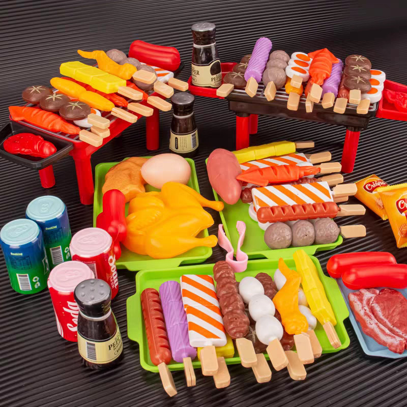 110 Peças Brinquedo Churrasco Infantil Cozinha de Simulação com ou sem Grelha Educativo Criativo Presente Natal Crianças