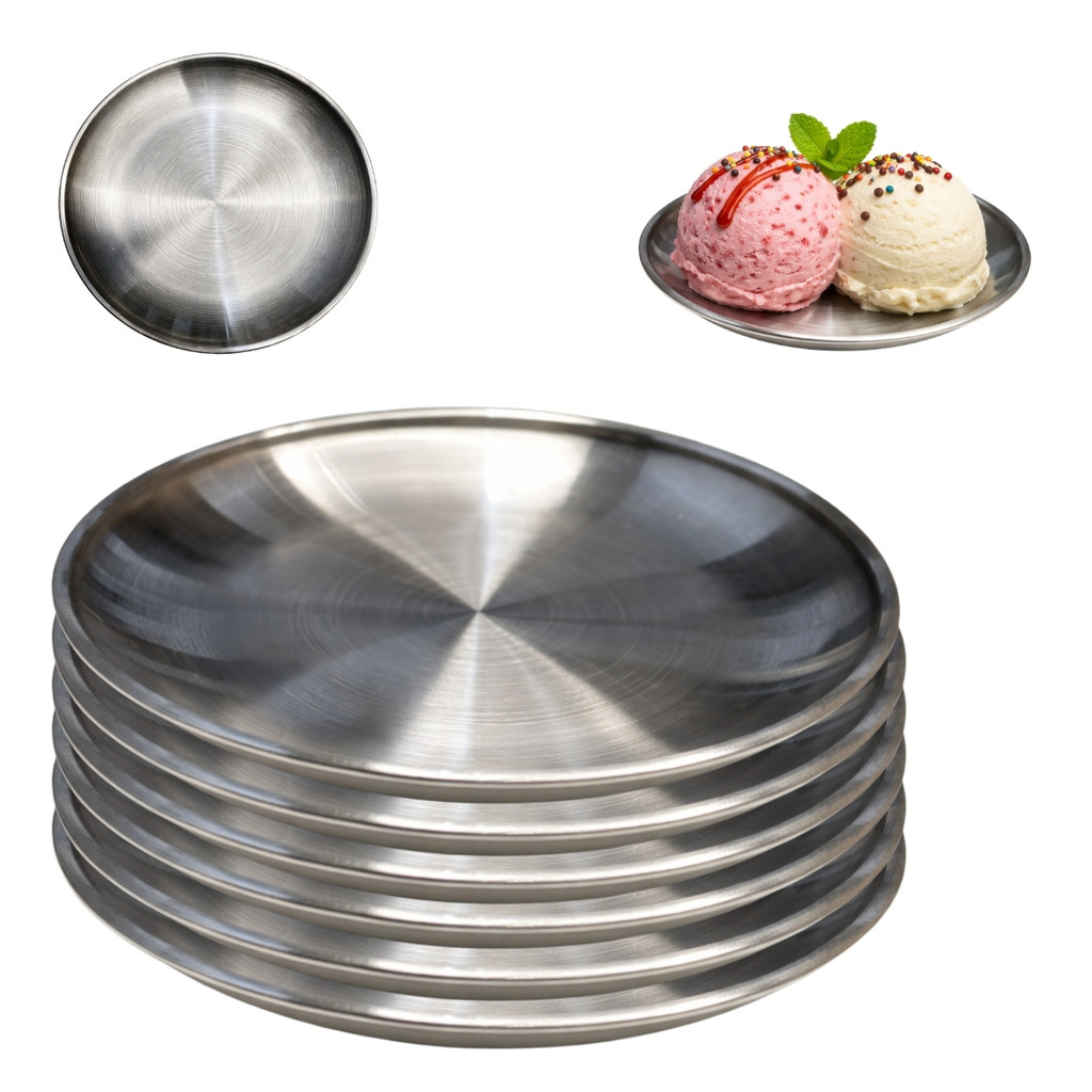 Kit 6 Pratos Inox 14cm Utilidades Domésticas Cozinha
