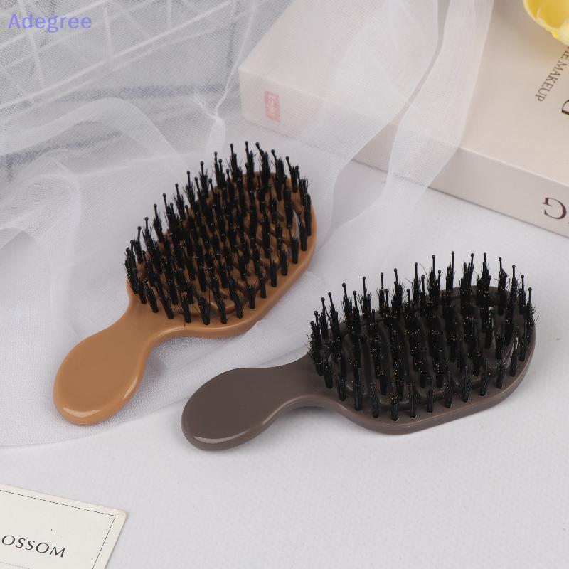 Adegree Mini Cerdas De Javali Desembaraçar Escova De Cabelo Feminino Couro Cabeludo Massagem Pentes Oco Para Fora Molhad