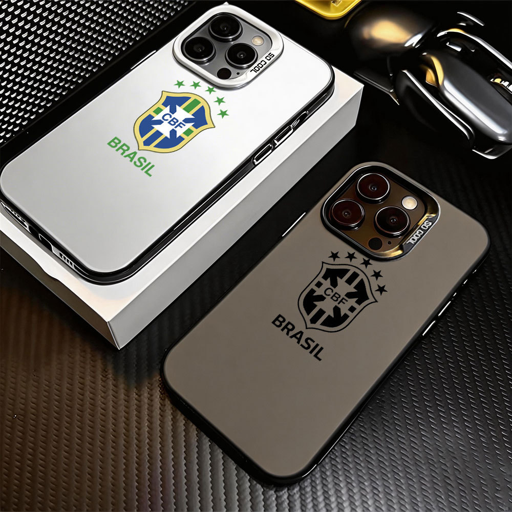 Capinha Para iPhone 17 Air 16 15 14 13 12 11 7 X XS XR Pro Max Plus Capa Fosca Anti-impacto Brasil Futebol BB034