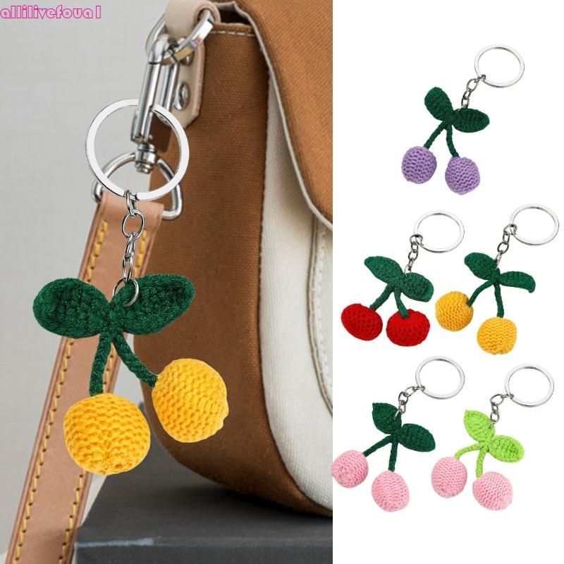 allilivefoua1 Pingente Cereja, Ornamento Fio, Acessórios Designs Malha Feitos À Mão P