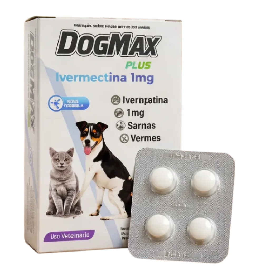 Remédio para cães e gatos até 5kg  contra Pulga Carrapato, Vermes E Sarna Dogmax Plus 4 comp