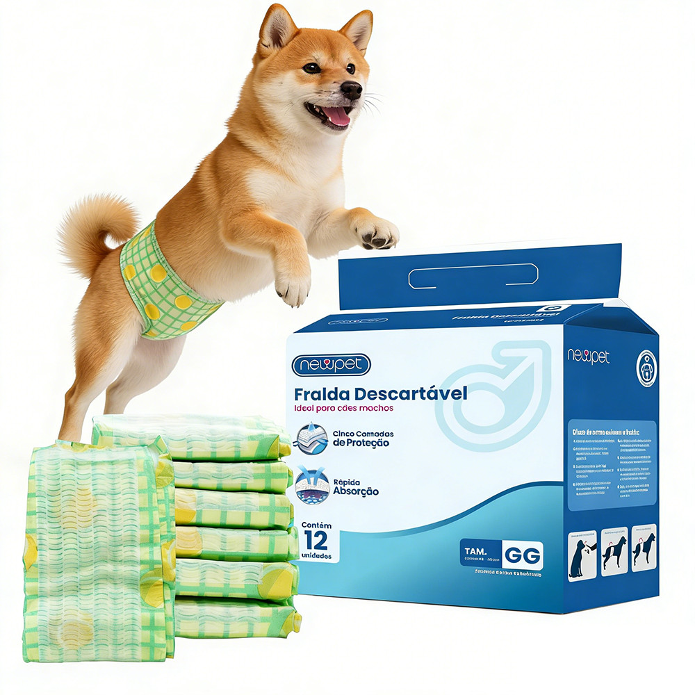 Newpet Fralda Higiênica Descartável Para Cachorro Macho 12un. （P/M/G/GG)