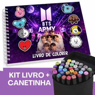 BTS Magic Coloring Book – Capa Dura Holográfica, 50 Folhas em Oferta na Shopee