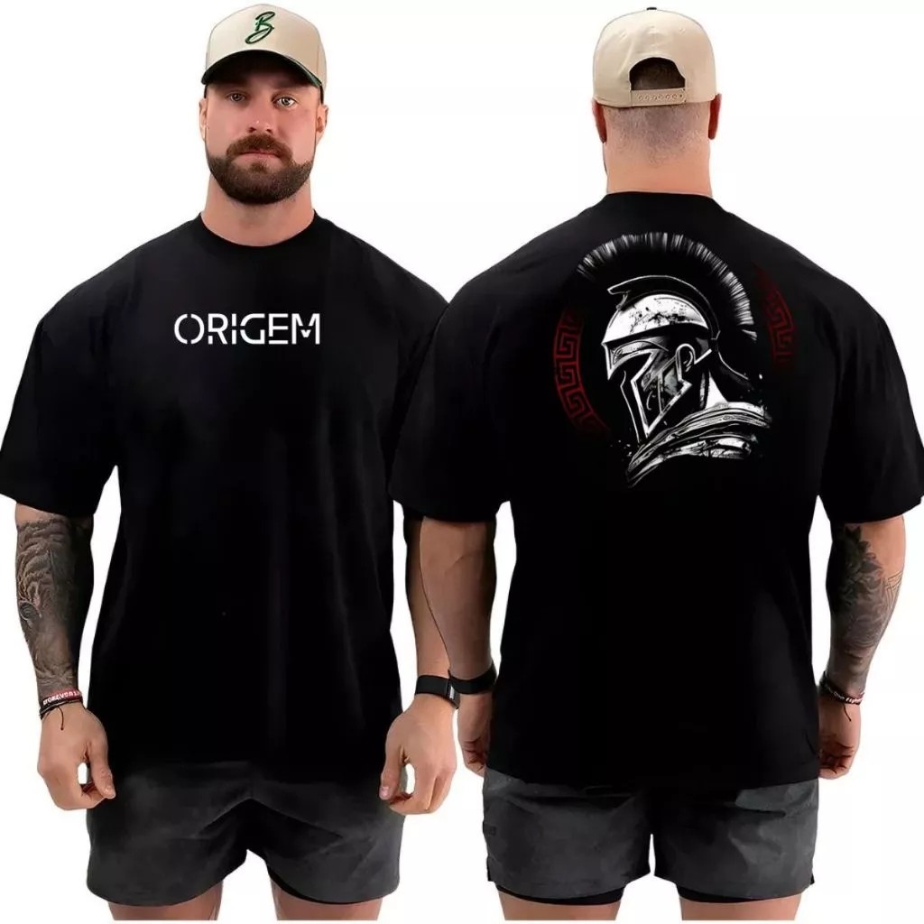 Camiseta Masculina Academia Origem Lançamento 100% algodão Unissex Plus Size Oversized Premium - Estampaê