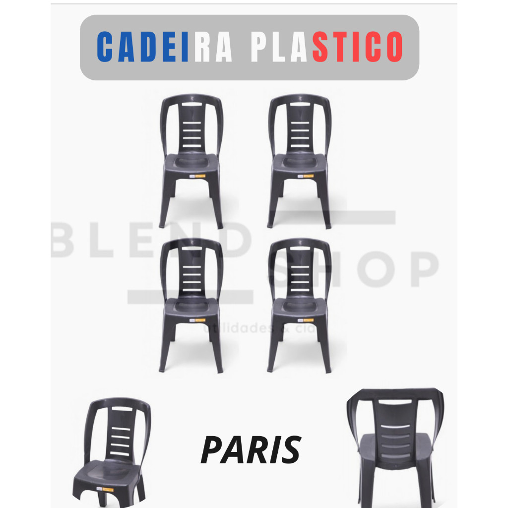 Cadeira Paris Premium 154kg INMETRO-  Escritório, Lazer, Varanda, Adegas, Cozinhas - KIT 4 Cadeiras