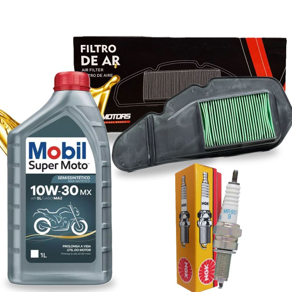 Kit Revisão Pcx 150 2019-2024 Troca Óleo Mobil 10w30 Filtro de Ar + Vela Ngk