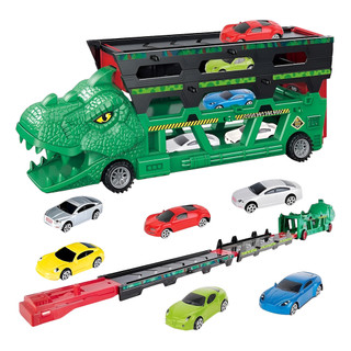 Caminhão Dino Cegonha Porta Carrinhos Com Pista E 6 Carros