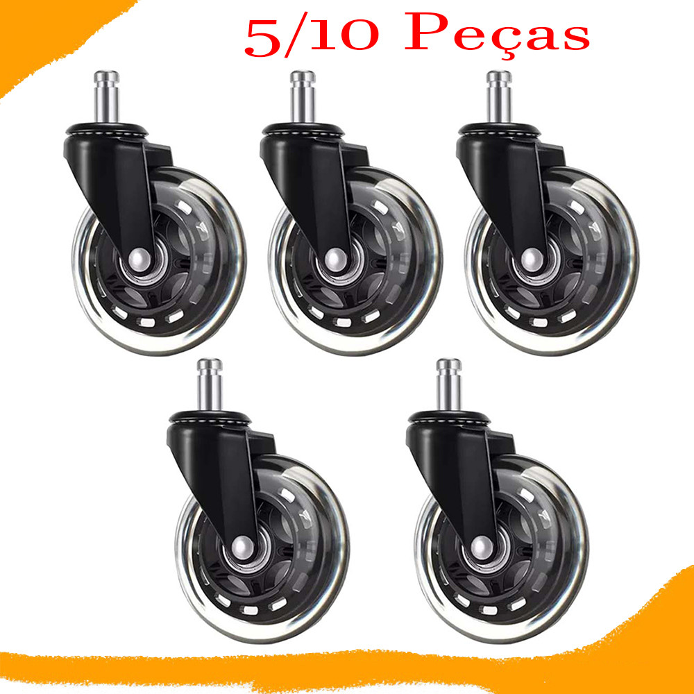 Rodízio de escritório 5/10 Peças rodas rodízios giratórios de 75 x 97 mm cadeira de escritório rolos em Oferta na Shopee