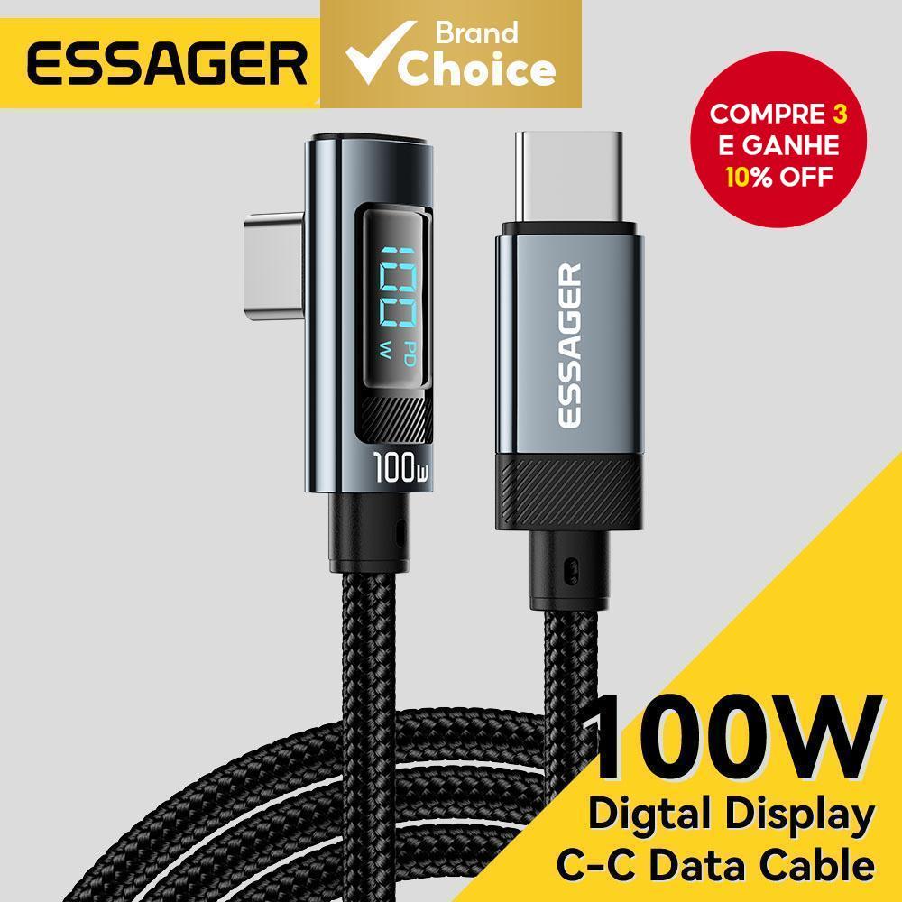 Essager Pd 100W Usb2.0 C para Type C Cabo E-Marker Usbc Carregamento Rápido para Celular e Laptop