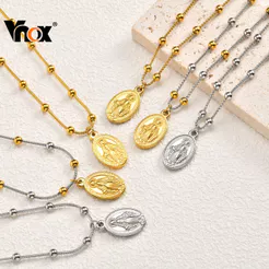 Colar Vnox Virgem Maria Para Mulheres , Aço Inoxidável Mãe De Deus Pingente De La Virgên Medalhão Santa Charme Joias