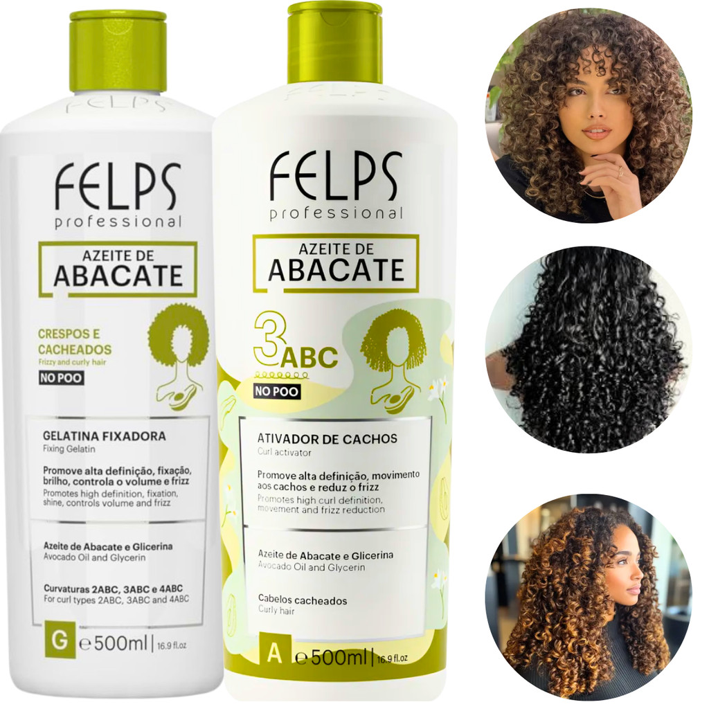 Kit Ativador de Cachos Finalizador+Gelatina Fixadora Antifrizz Day After Definição 2A /4C Felps 500g