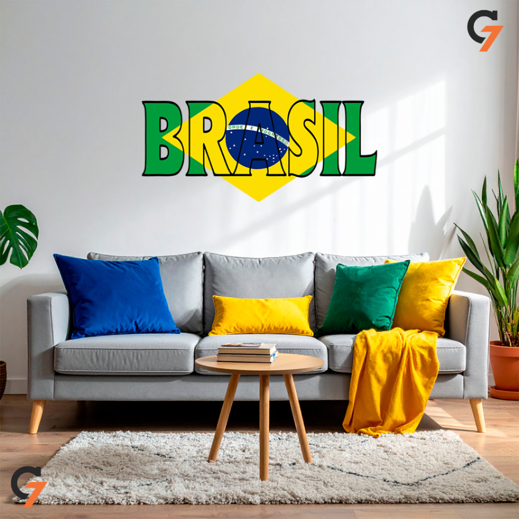 Adesivo de Parede Autocolante Moderno Copa do Mundo Seleção Brasileira Para Lojas Vitrines Sala