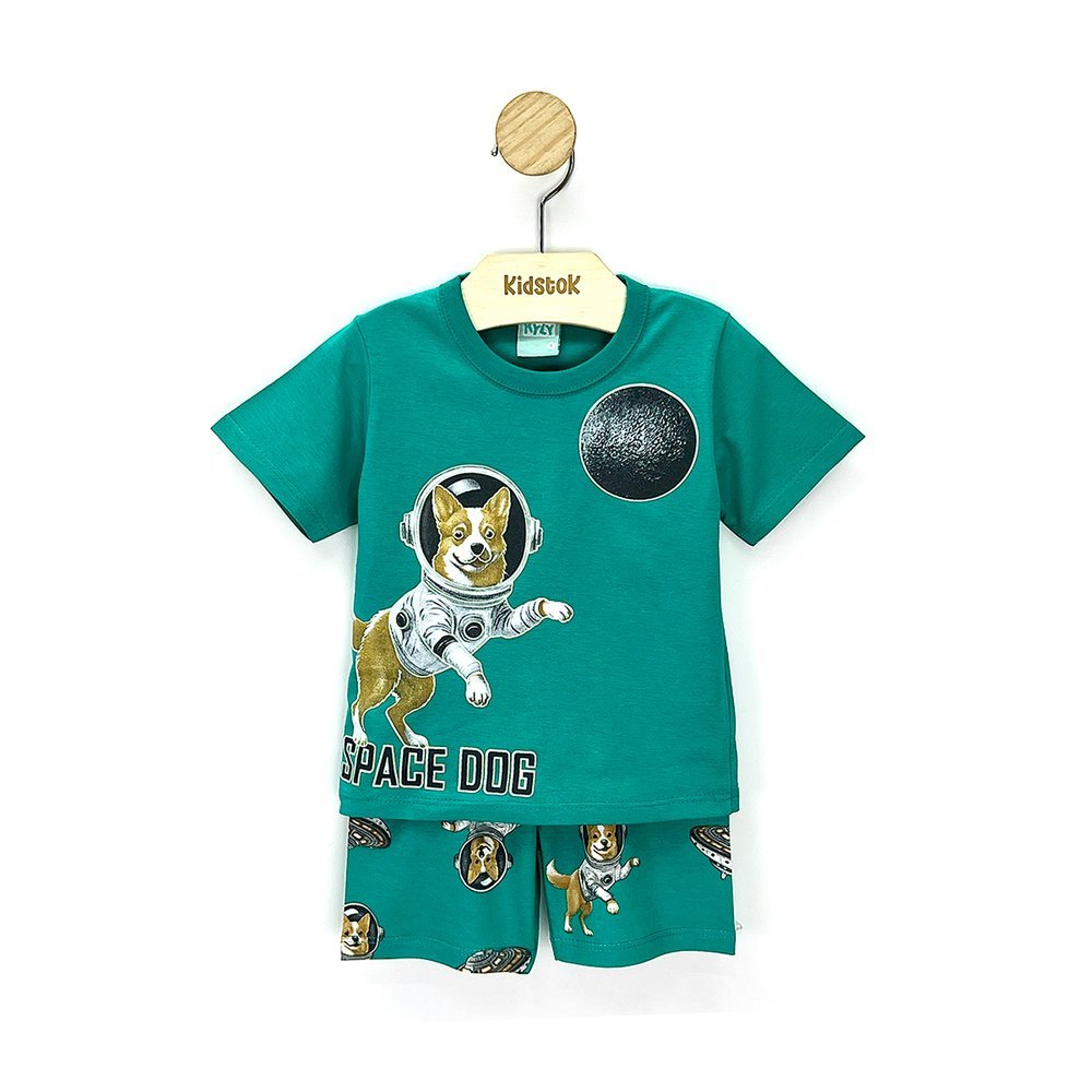 Pijama Menino Camiseta e Bermuda Cachorrinho Brilha no Escuro - Kyly