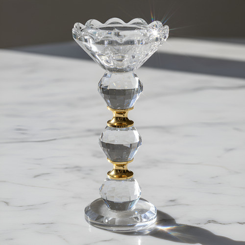 Castiçal Vela Cristal Porta Velas 15cm Enfeite Mesa Altar Vidro em Oferta na Shopee